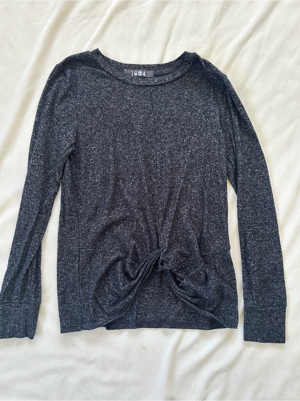 Coin 1804 Grey Twist-Front Long Sleeve Top